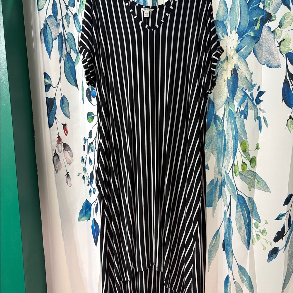 Cato Black and White Striped Dress